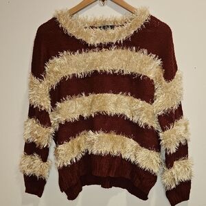 NWOT POL Cozy Knit & Mohair Festive Striped Sweater Sz. S